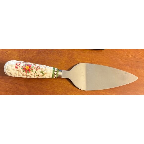 Temptations Other - Temp-tations By Tara Poinsettia Porcelain Cake Server Stainless Steel Blade 10"